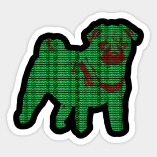 Red-Green Pug Typography Sticker